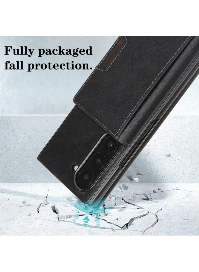 general Compatible Samsung Z Fold 7 2-in-1 Magnetic 3-Fold Card Holder Case with MagSafe Wireless Charging - All-in-One Protective Cover - Image 3