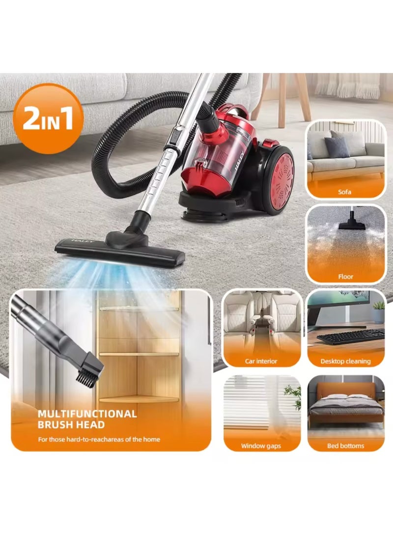 Haley مكنسة كهربائية بقوة 2800 واط، سلك أسبرين قوي، جودة عالية، بدون كيس، مكنسة كهربائية إعصارية سعة 2 لتر - Image 5