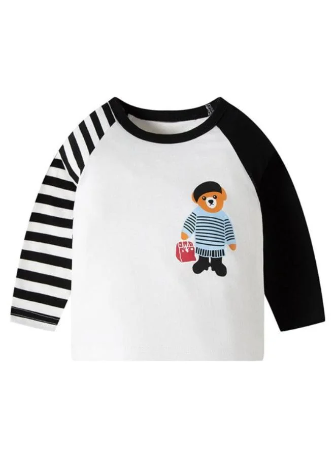 يونيكي White Printed Long Sleeve Crew Neck T-Shirt