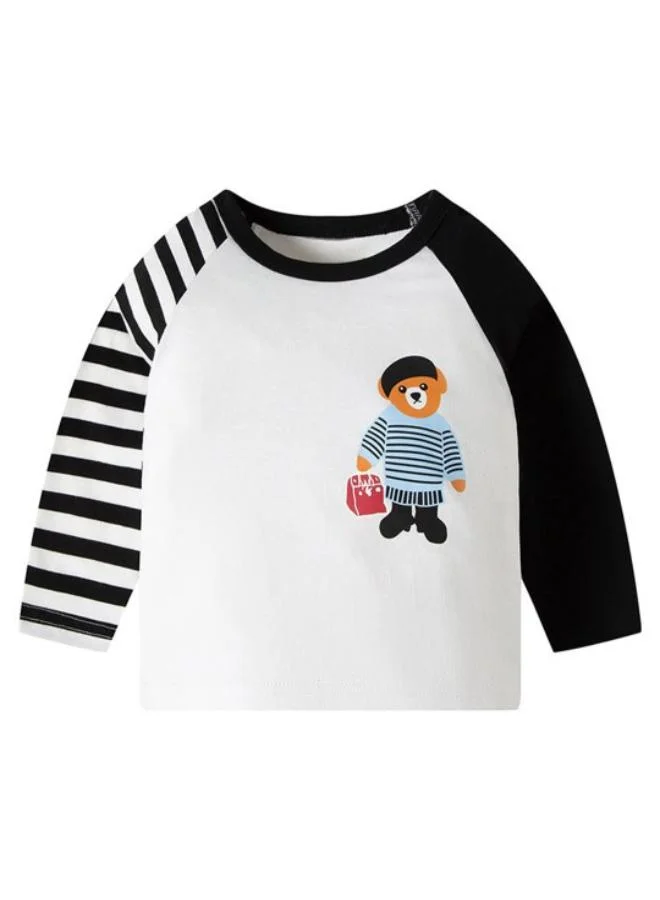 YUNIQEE White Printed Long Sleeve Crew Neck T-Shirt