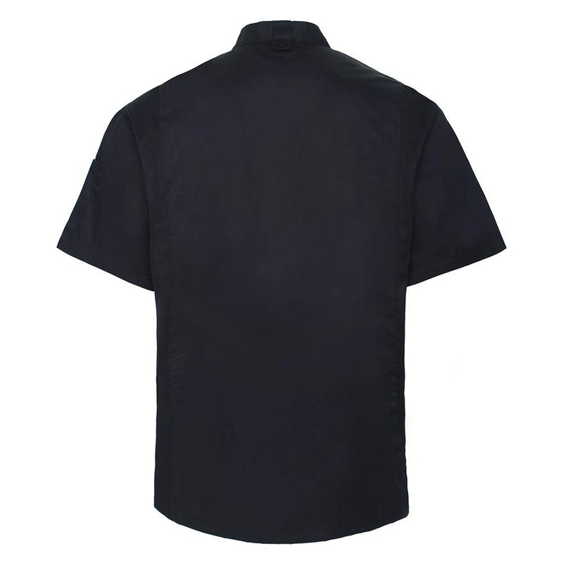 TopTie Unisex Short Sleeve Chef Coat Jacket, Black with Mesh Side - Image 2