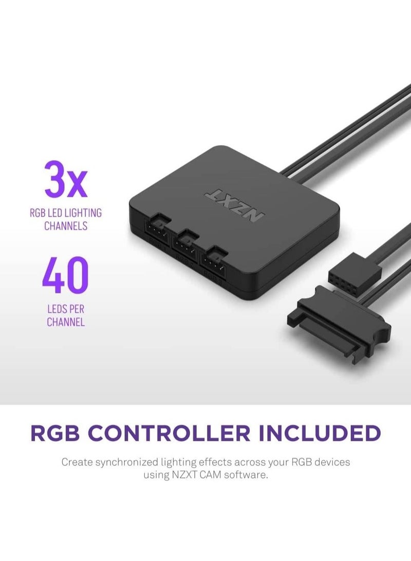 NZXT F120 RGB Duo Triple Pack, 3x 120mm Dual-Sided RGB PWM Fans, Fluid Dynamic Bearings, 500-1800 RPM, 48.6 CFM Airflow, 2.42 mm-H₂O Static Pressure, RGB Controller Included, USB & SATA Powered, Compatible with NZXT CAM Software, Black | RF-D12TF-B1 - Image 3