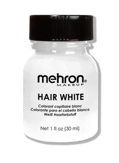 mehron Mehron Makeup Hair White | Washable White Hair Dye | Temporary Hair Color for Theatre, Cosplay, & Halloween 1 fl oz (30ml) (White)  - Image 1