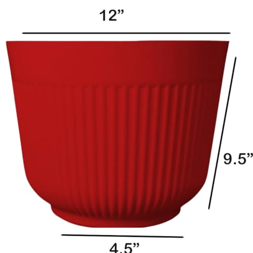TECHBLAZE 12 inch Planter Pot Big Size Plastic Flower Planters Multicolor Indoor Outdoor Flower pots for Garden Gamley for Balcony Garden Nursery School Home Office (Red, Pack of 8) - Image 4
