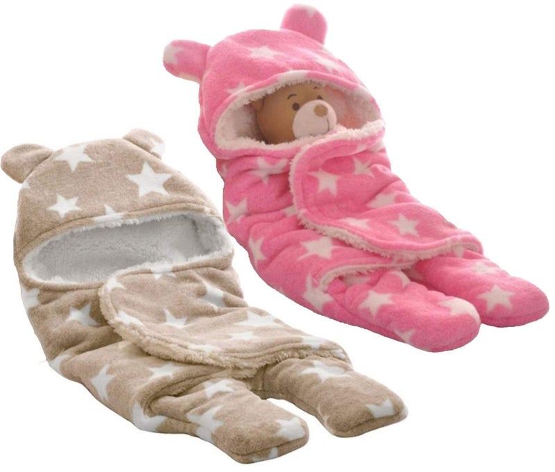 BRANDONN Baby Blanket Newborn Gift Pack of Swaddle Wrapper, 0-9 Months, Length 68 cm x Width 68 cm - Image 1