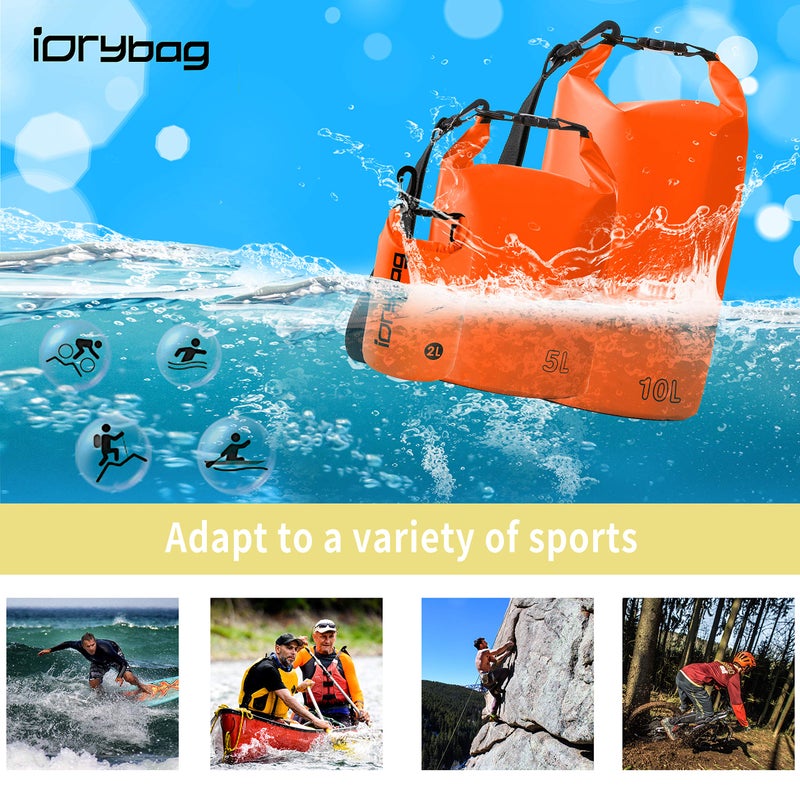 IDRYBAG Dry Bag for Kayaking Waterproof 2L/5L/10L/15L/20L, Small Dry Sack Waterproof Bag for Boating - Image 5