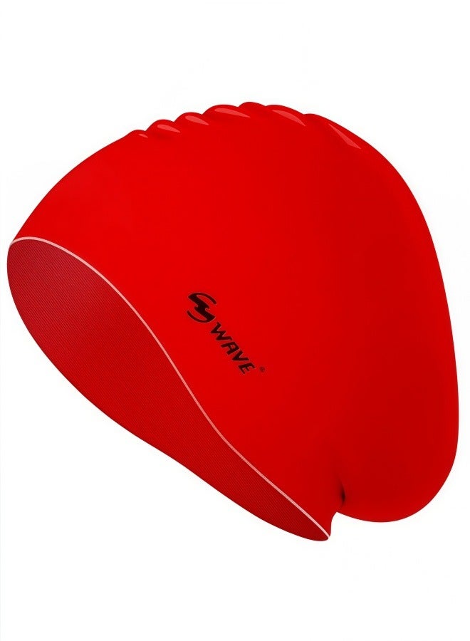 وايف WAVE Swimming Cap - Waterproof Silicone Sport Swim Hat with Ear Protection, Extra-Large Design for Long Hair, Unisex Adult Swim Cap for Men and Women - Image 1