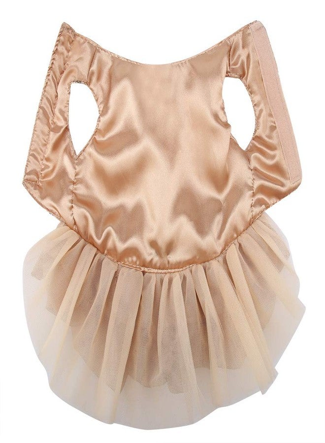 زيروديس فستان زفاف للكلاب، فستان زفاف جرو مزين بالترتر، صدرية دانتيل، تنورة، مناسب لحفلات الكلاب والقطط الأليفة (مقاس XL ذهبي) - Image 3