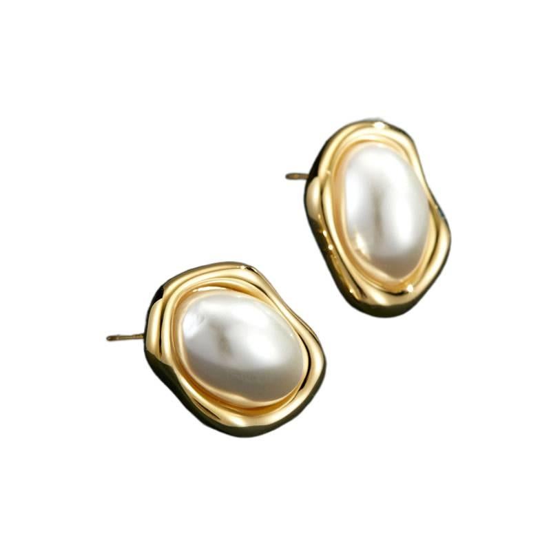 AD Pearl Stud Earrings with 925 Sterling Silver and Drop Accent Lightweight Statement Jewelry for Daily Wear and Dressy Styling - Image 4