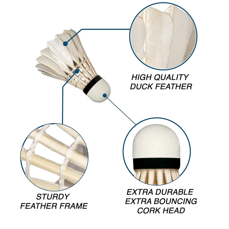 VINEX Victorie Duck Feather Shuttlecock – (Pack of 12), Durable Feather Birdies for Badminton, Premium Cork Base, Tournament & Practice Use - Image 4