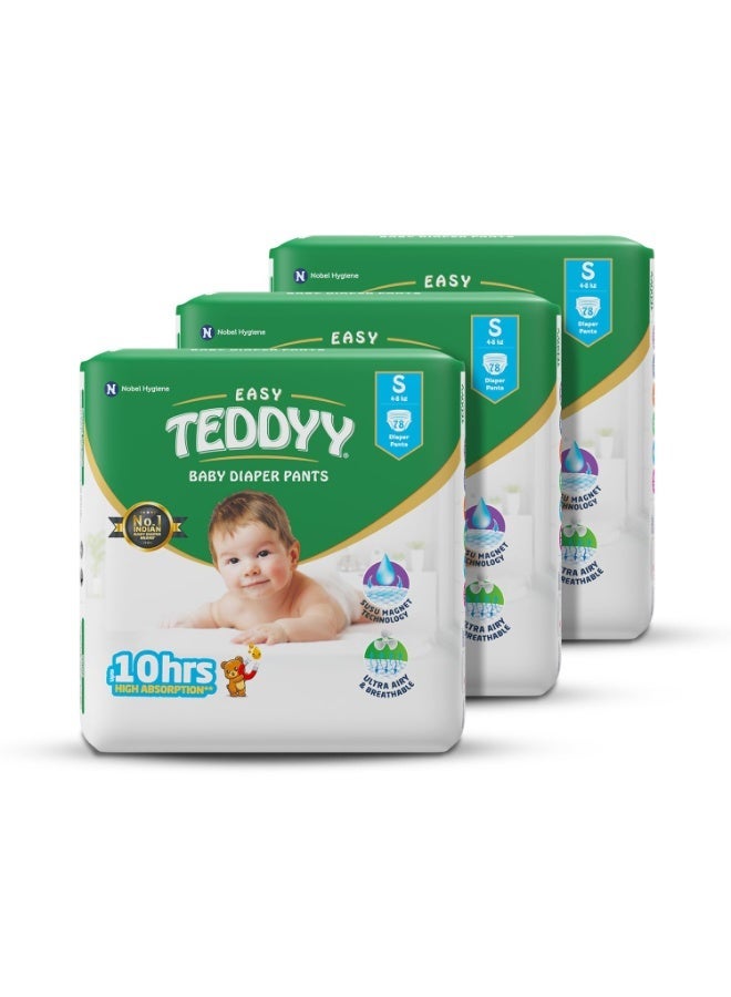 TEDDYY Easy Baby M Size Diaper Pant Style | 78 Count (Medium) | 4– 8 kgs (Pack of 3) | Long Protection Hours | Anti-Bacterial | Airy Breathable Fit | Rapid Soaker Channels with Wetness Indicator