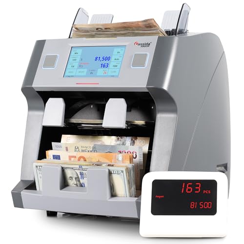 Cassida 9900R V2 2-Pocket Premium Bank Grade Money Counter Machine Mixed Denomination, Bill Sorter, Value Counting, Printer Enabled, 2 CIS, UV/MG, IR/IT Counterfeit Detection with Built-in Printer - Image 1