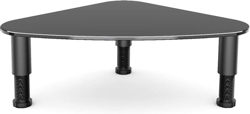 Hemudu Tempered Glass Computer Monitor Riser/Triangle Save Space Desktop Corner Stand for Computer Monitor & Laptop Black HD01B-003 - Image 1