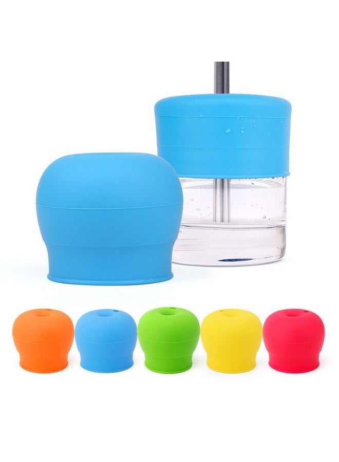 TOUGS Silicone Sippy Straw Cup Lids for Toddlers Babies (Pack of 5) - 5 Drinking Straws - Reusable, Spill-proof - Stretches to Cover Tumblers, Yeti Rambler, Mason Jars, Cups and Mugs - Image 2