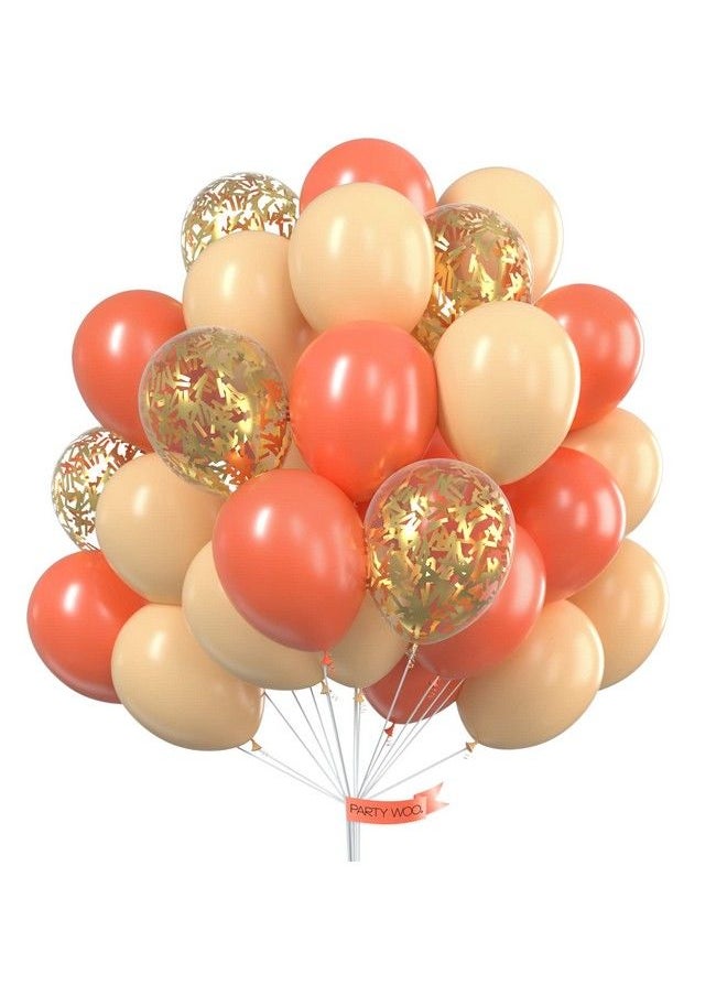PartyWoo Coral Balloons 70 Pcs Coral Latex Balloons Peach Balloons Gold Confetti Balloons Jumbo Peach Balloons For Coral Birthday Decorations Coral Party Decorations Coral Wedding Decorations  - Image 2