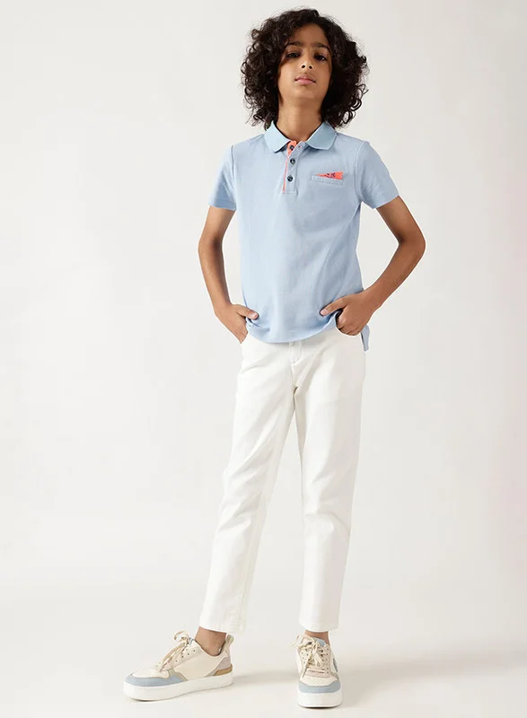 One Friday One Friday Boys White Regular Fit Solid Trouser