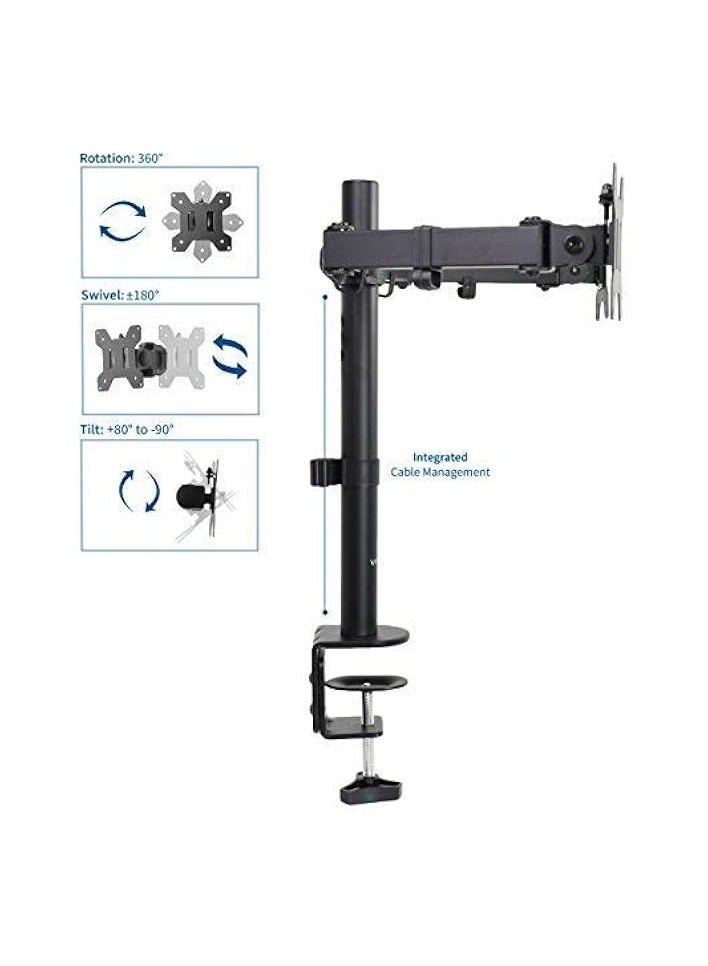 PROMASS Dual LCD LED Monitor Desk Mount Stand with C-clamp and Bolt-Through Grommet Options | Heavy Duty Fully Adjustable Arms Hold Two (2) Screens up to 27" (STAND-V002) - Image 3