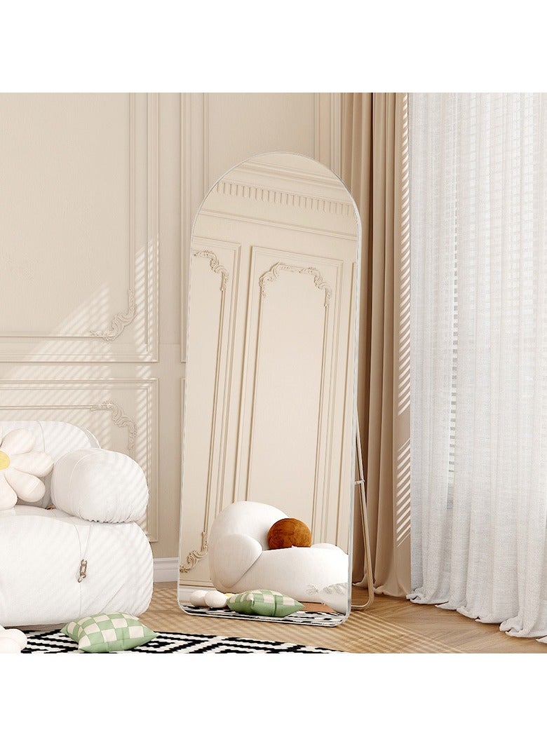 YQbest Arched Full Length Mirror with Stand Floor Standing Aluminum Frame for Bedroom Body Hanging Leaning Modern Simple Home Decor Shatter-proorf Nano Glass Wall Decor Mirror Living Room Cloakroom Silver - Image 2