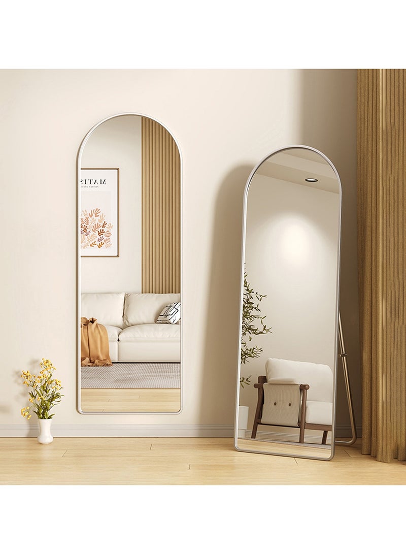 YQbest Arched Full Length Mirror with Stand Floor Standing Aluminum Frame for Bedroom Body Hanging Leaning Modern Simple Home Decor Shatter-proorf Nano Glass Wall Decor Mirror Living Room Cloakroom Silver - Image 3