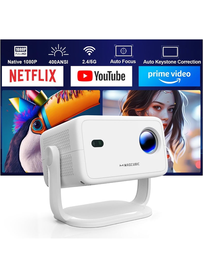 MAGCUBIC Smart Projector [Netflix Certified] Supports 4K, 1080P Projector with WIFI 6 Bluetooth 5.2, Upgraded Auto Focus and Auto Focus Correction with Voice Control and Design by Magcubic  - Image 1