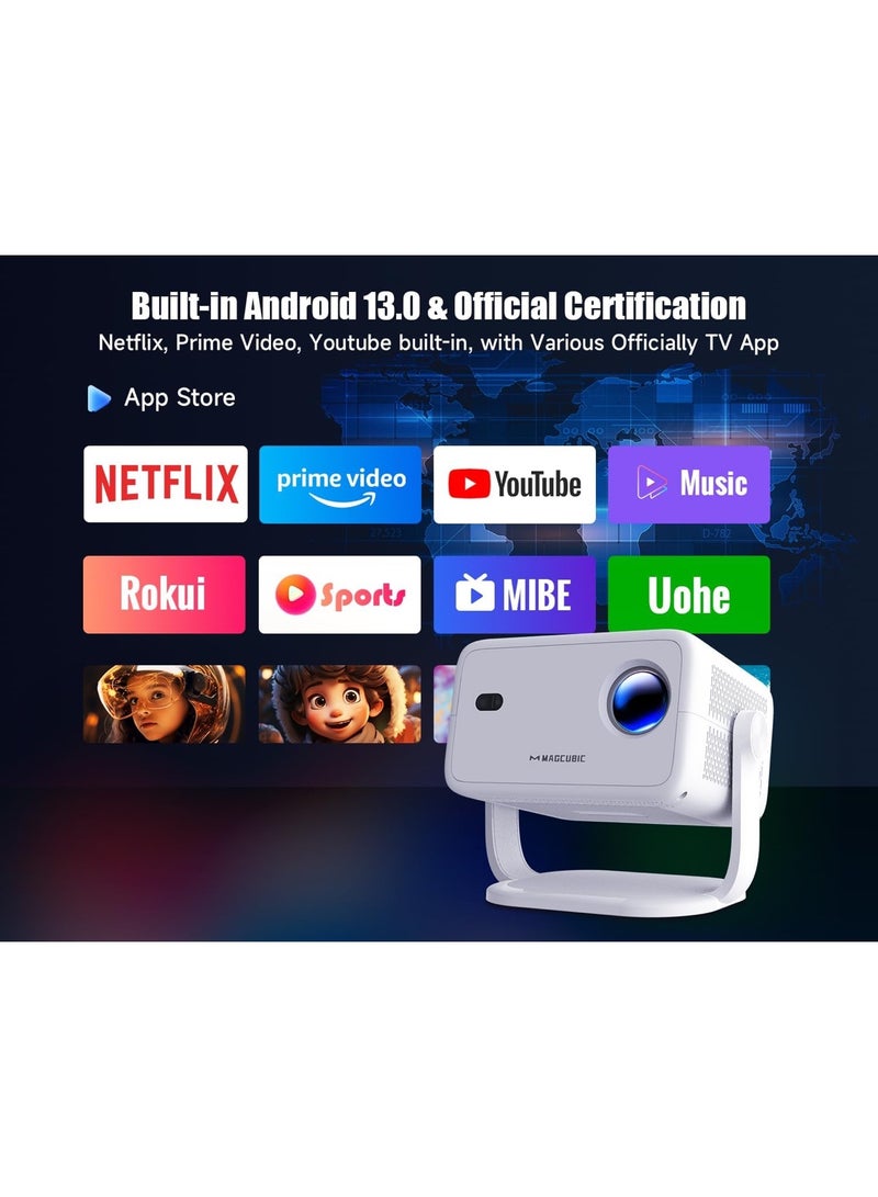 MAGCUBIC Smart Projector [Netflix Certified] Supports 4K, 1080P Projector with WIFI 6 Bluetooth 5.2, Upgraded Auto Focus and Auto Focus Correction with Voice Control and Design by Magcubic  - Image 2
