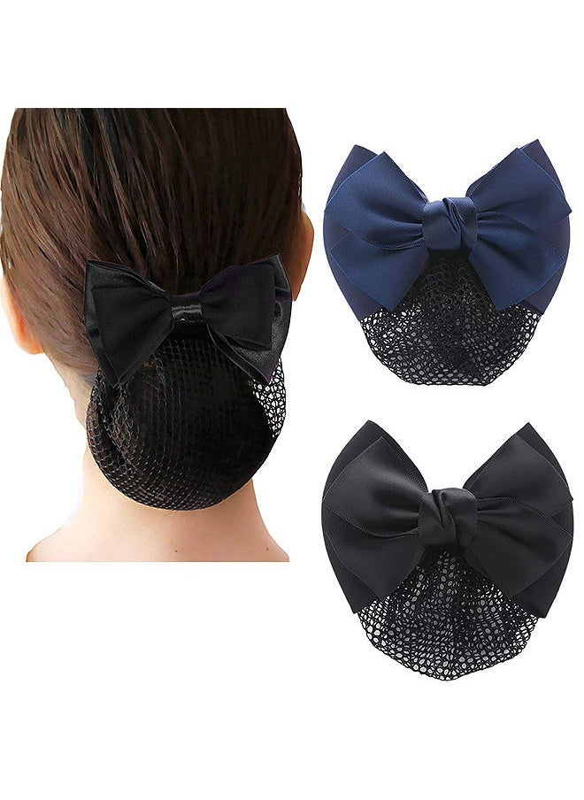 Depend Bowknot Hair Clip Hairnet, Women Hair Clip Hairnet, Hair Nets for Women, Hair Bun Cover Barrettes, Bun Net for Nurse Bank Worker Air Hostess Professional Hair Bun Cover 2 PCS  - Image 1