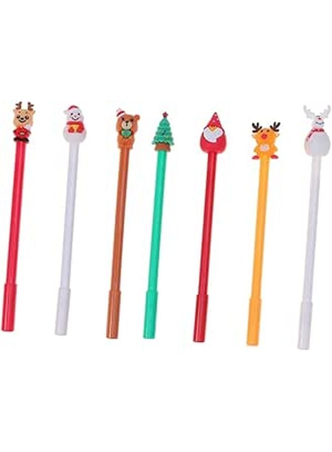 Christmas Cartoon Santa Elk Snowman Ballpoint Pens 8 Pack Student Stationery Gift Set - Image 1