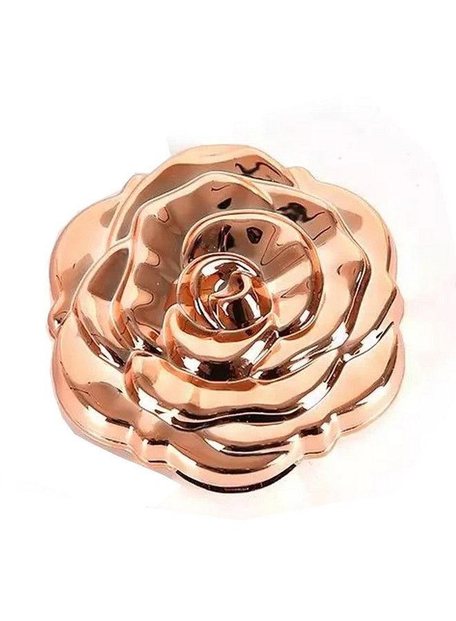 Scarlet Line مرآة محمولة قابلة للطي مزدوجة الجوانب صغيرة للنساء بشكل وردة مرآة مكبرة لعمل المكياج مرآة سفر مدمجة - ذهب وردي - Image 2