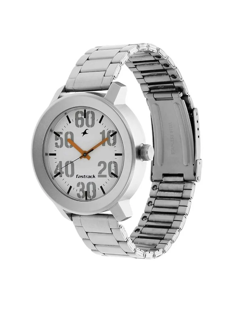 فاستراك Fastrack Quartz Analog White Dial Stainless Steel Strap Watch for Guys