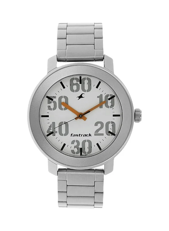 فاستراك Fastrack Quartz Analog White Dial Stainless Steel Strap Watch for Guys