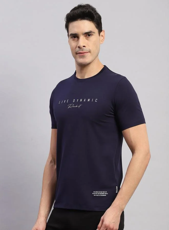 Rock.it Men Navy Blue Printed T-Shirt by Styli