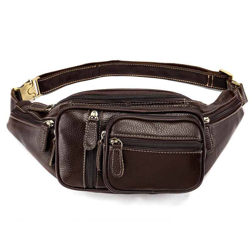 Brand multi-functional men's waist bag genuine leather outdoor sports leisure chest bag shoulder messenger bag crocodile pattern 8336  - Image 1