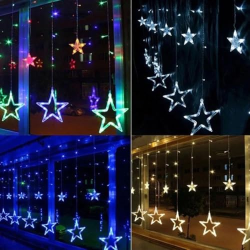 KHIZAR 6+6 Star Curtain Led Light Christmas Decoration Festival Occassional Diwali Ramadan Ganpati New Year Party Decor Led Lightings (Pink) - Image 4