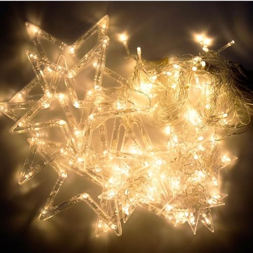 KHIZAR 6+6 Star Curtain Led Light Christmas Decoration Festival Occassional Diwali Ramadan Ganpati New Year Party Decor Led Lightings (Pink) - Image 3