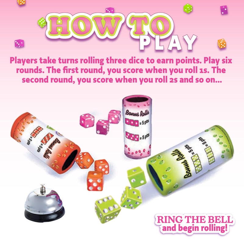 Continuum Games Retro Bunco Game Kit Party Box for Ladies Night 2-12 Players 3 Sets of Bunco Dice, Bell, and Score Pad for Game Night - Image 2