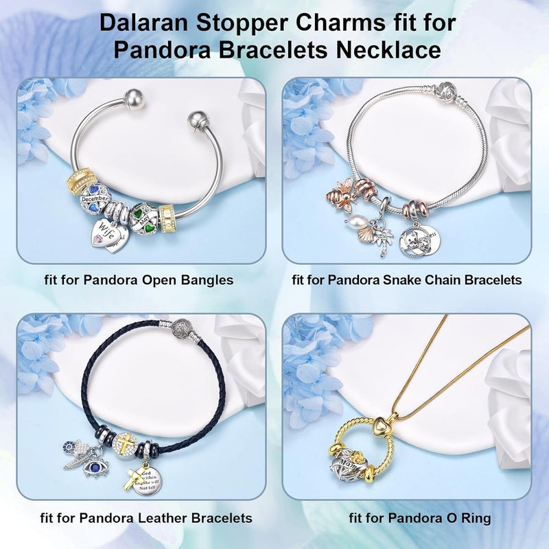 DALARAN Stopper Beads for Bracelets 925 Sterling Silver Clip Spacer Charm Bracelet Stoppers - Image 4