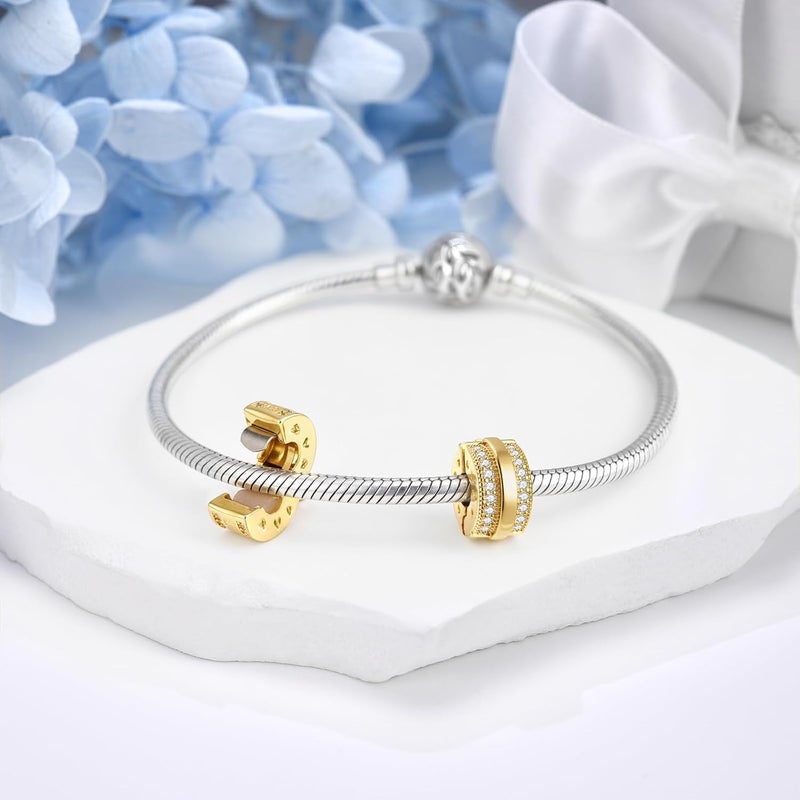 DALARAN Stopper Beads for Bracelets 925 Sterling Silver Clip Spacer Charm Bracelet Stoppers - Image 3