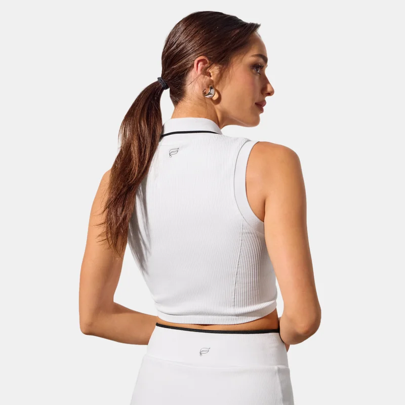 Fabletics Women's Seamless Polo Cropped Tank Top