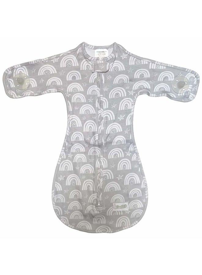 Dashu Soothing Sleep Sack, Baby Sleeper with Built in Pacifiers, Gray Rainbow/White Pacifier, 0-3 Months - Image 1