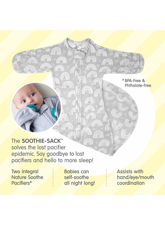 Dashu Soothing Sleep Sack, Baby Sleeper with Built in Pacifiers, Gray Rainbow/White Pacifier, 0-3 Months - Image 2