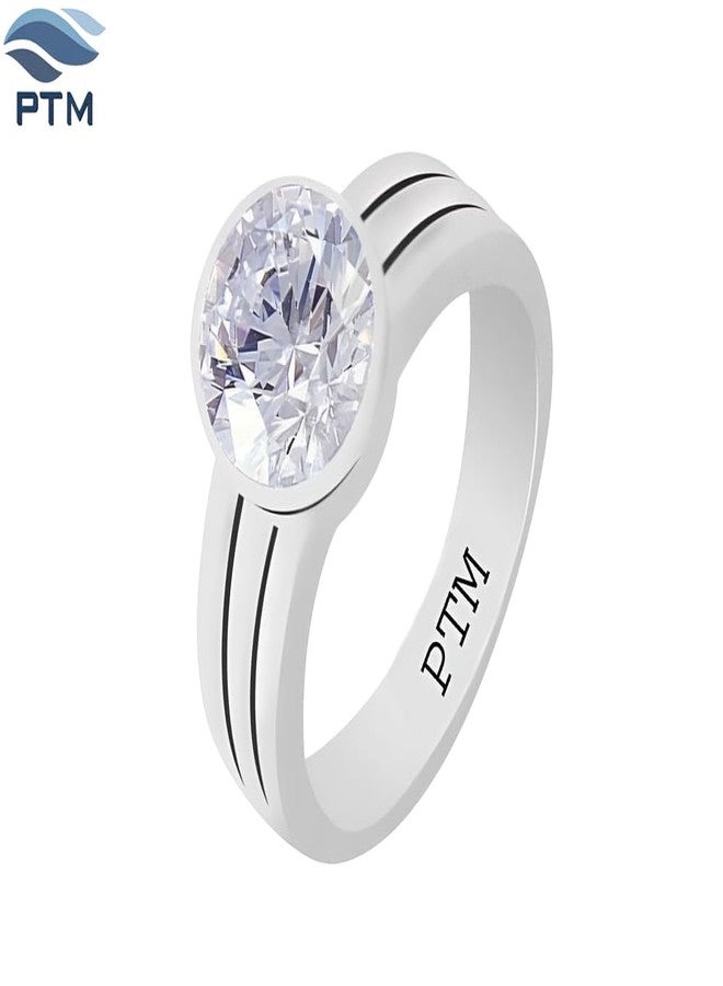 Ptm 925 Sterling Silver Zircon (American Diamond) 3.25 Ratti or 3 cts Astrological Gemstone Bis Hallmark Ring for Men & Women - Image 3