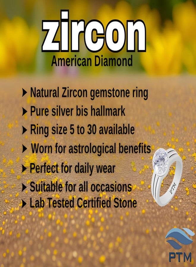 Ptm 925 Sterling Silver Zircon (American Diamond) 3.25 Ratti or 3 cts Astrological Gemstone Bis Hallmark Ring for Men & Women - Image 4