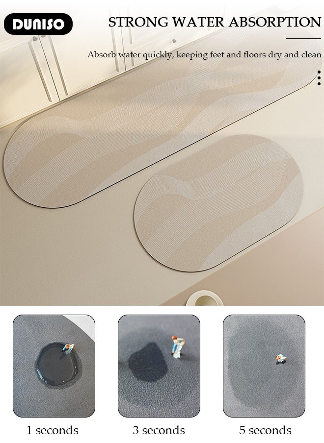 DUNISO 2 PCS  Kitchen Mats and Rugs Set , Non Slip Heavy Duty Standing Mat, Quick Dry Diatom Mud Floor Mat,  Extra Soft and Absorbent Floor Mats for  Kitchen, Bath, Office, Laundry(40*60cm+40*120cm)  - Image 3