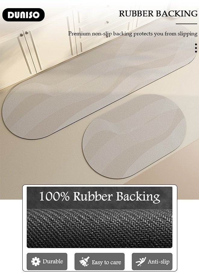 DUNISO 2 PCS  Kitchen Mats and Rugs Set , Non Slip Heavy Duty Standing Mat, Quick Dry Diatom Mud Floor Mat,  Extra Soft and Absorbent Floor Mats for  Kitchen, Bath, Office, Laundry(40*60cm+40*120cm)  - Image 2