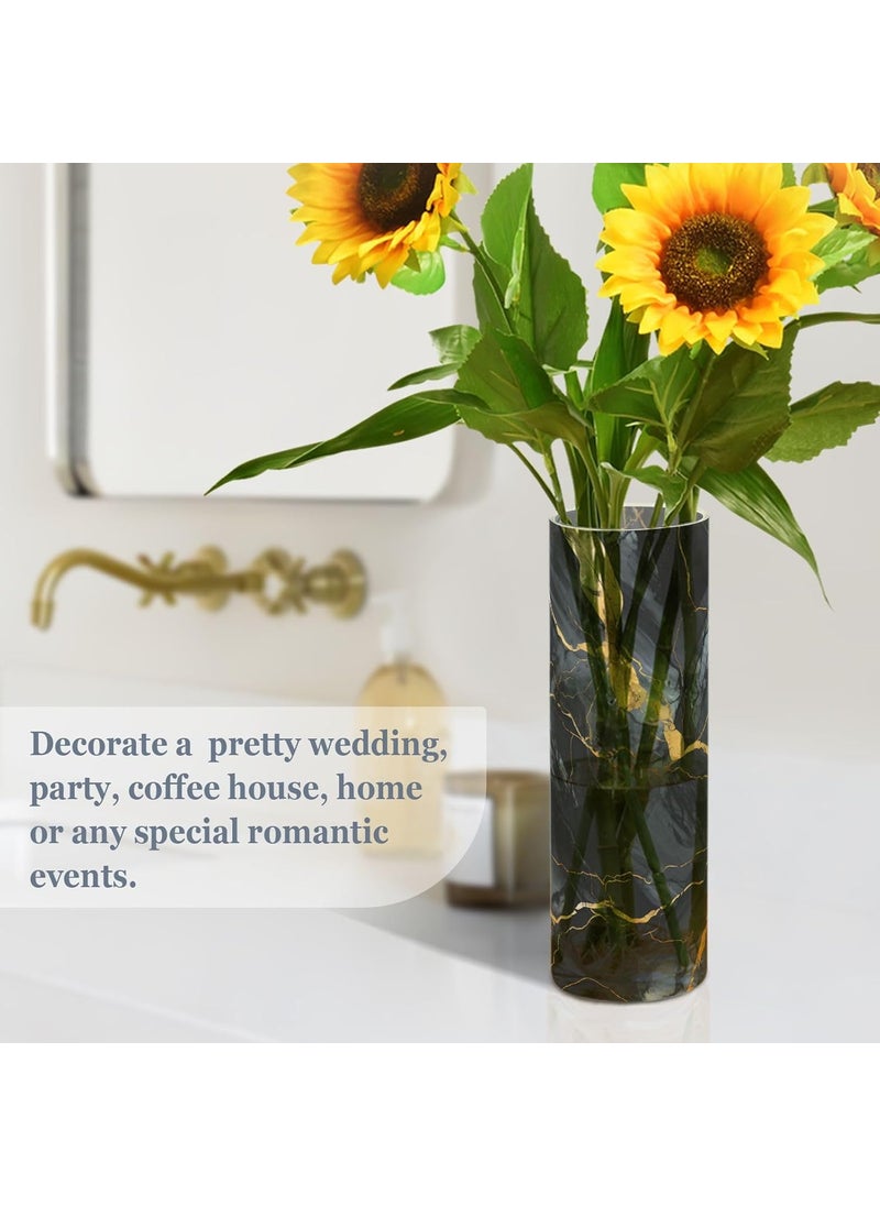ALAZA ALAZA Gold  Black Marble Flower Vase Decorative Floreros for Home Decor Bedroom Living Room Office Table Shelf Bathroom  - Image 4