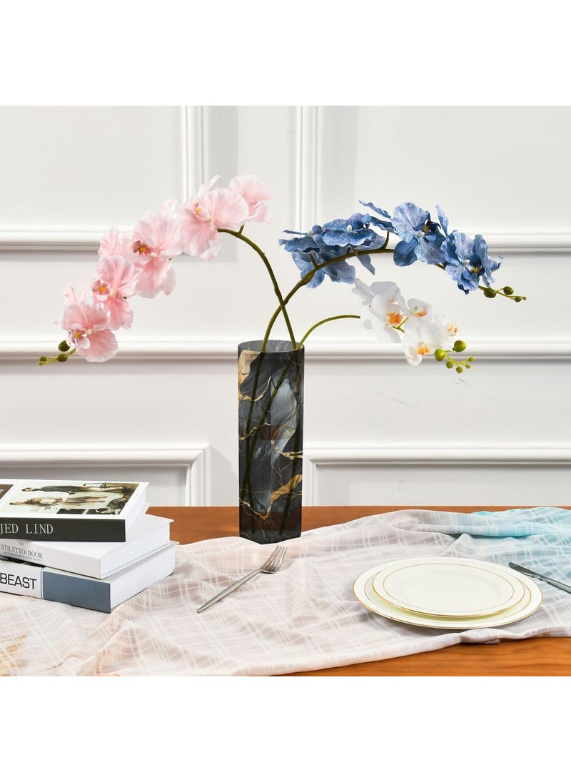ALAZA ALAZA Gold  Black Marble Flower Vase Decorative Floreros for Home Decor Bedroom Living Room Office Table Shelf Bathroom  - Image 3