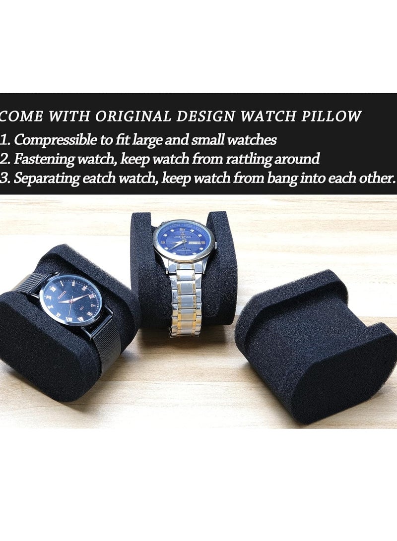 5-Slot Watch Travel Case for Men and Women, Portable Zippered Storage Box with Soft Compressible Foam Pillow for Large and Small Watches - Image 4