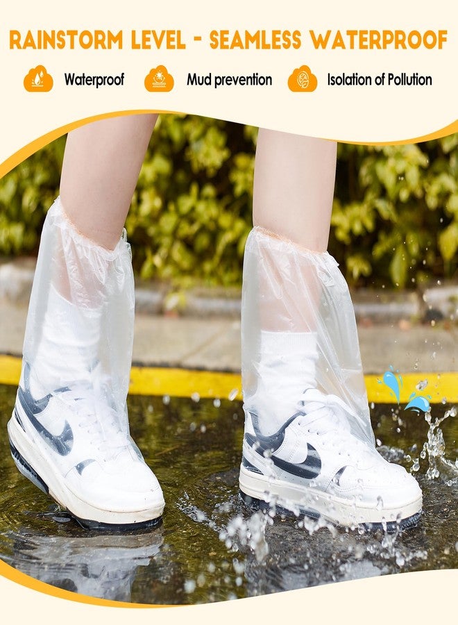 VRSHMB Disposable Waterproof Shoe Covers for Rain, 10 Pairs of Clear Durable Non-Slip Plastic Rain Boot Covers for Men & Women for Use in Water Parks, Commuting and Travel (clear, children) - Image 2