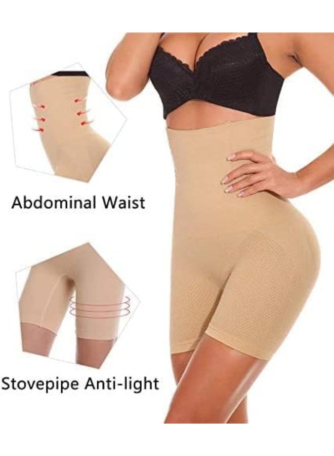 Women’s No Rolling Down Shapewear Body Shaper Tummy Control/Tummy Tucker Hi-Waist Thigh Slimmer Shorts Panties Beige - Image 5