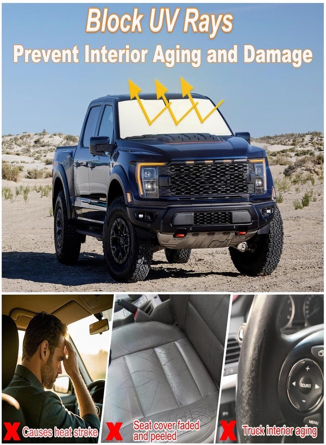 PIMCAR واقي شمس للزجاج الأمامي من PIMCAR لسيارة فورد F150 موديلات 2021-2025، واقي شمس أمامي قابل للطي يحجب الأشعة فوق البنفسجية، من ملحقات فورد F150 - Image 5